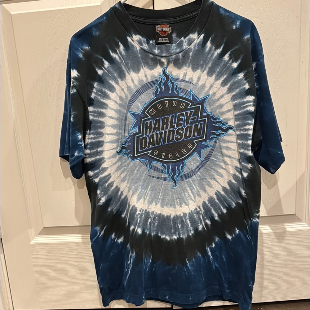 Harley-Davidson Blue and White Spiral Tee